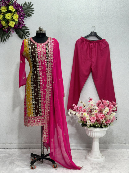 Stunning Multi Color Sequence Work Salwar Suit