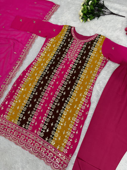 Stunning Multi Color Sequence Work Salwar Suit