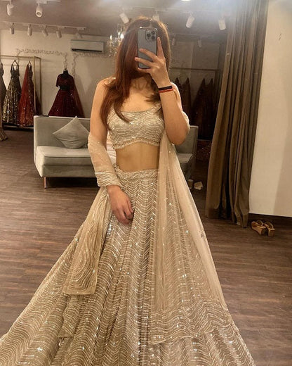 Ceremony Wear Organza Silk White Color Lehenga Choli