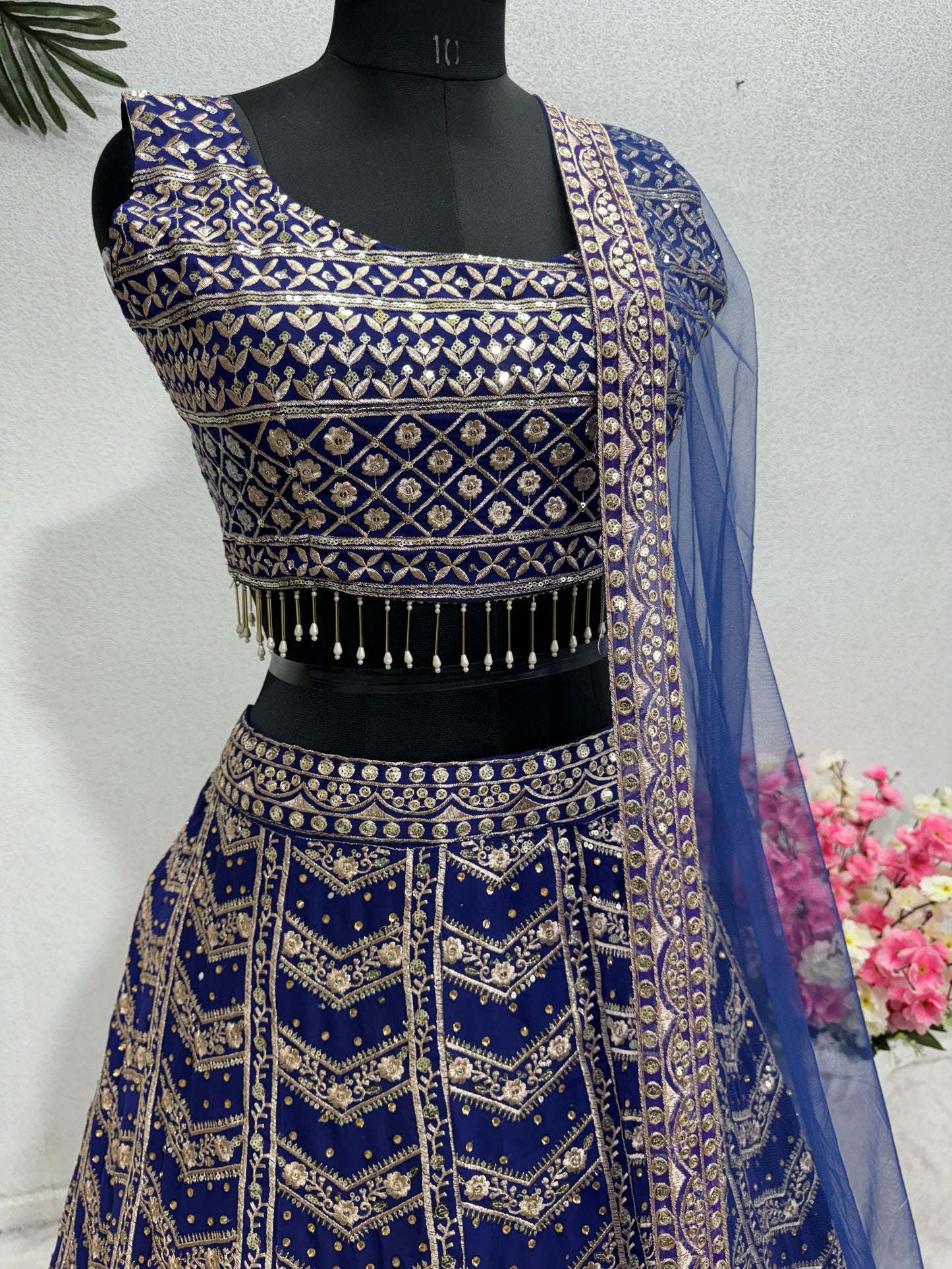 Marvelous Blue Color Embroidered Work Lehenga Choli