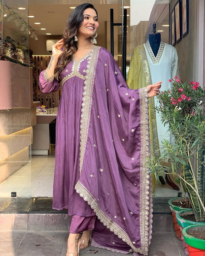 Dusty Pink Color Anarkali Suit