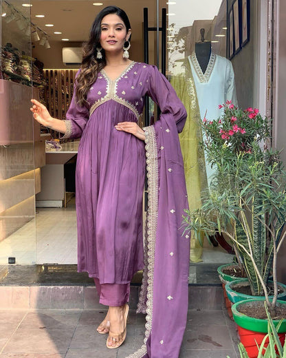 Dusty Pink Color Anarkali Suit