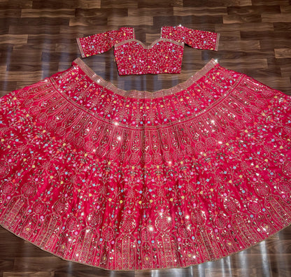 Designer Pink Color Bridal Lehenga Choli