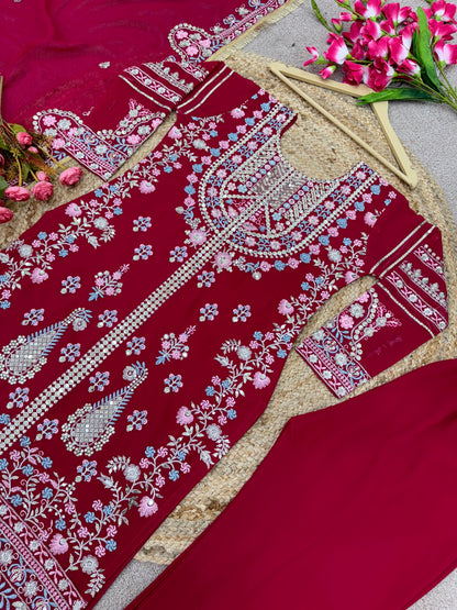 Fantastic Dark Pink Sequence Work Salwar Suit
