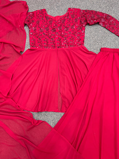 Ravishing Sequence Work Pink Color Sharara Suit