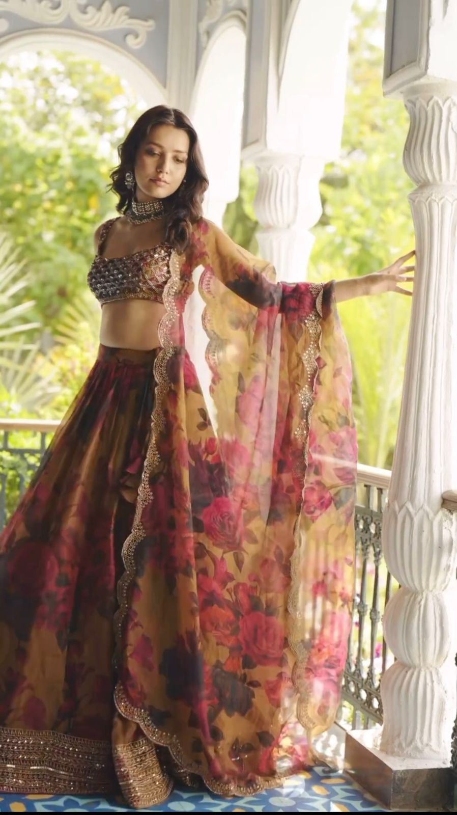 Multi Color Digital Print Embroidery Work Lehenga Choli