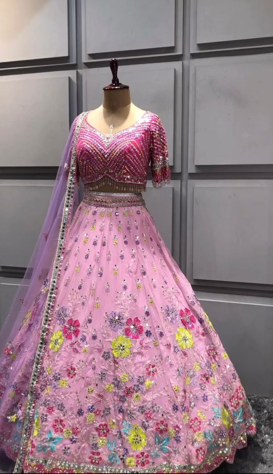 Function Wear Multi Work Light Pink Color Lehenga Choli