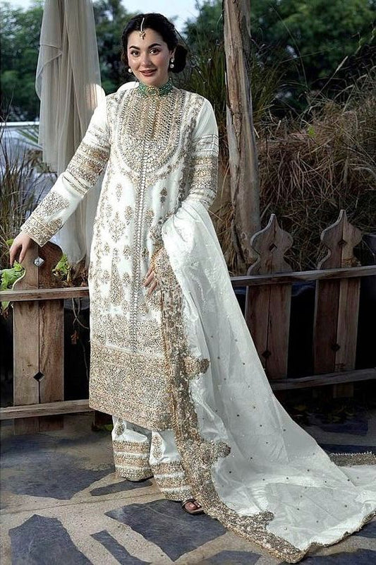 Demanding Embroidery Sequence Work White Color Anarkali Suit