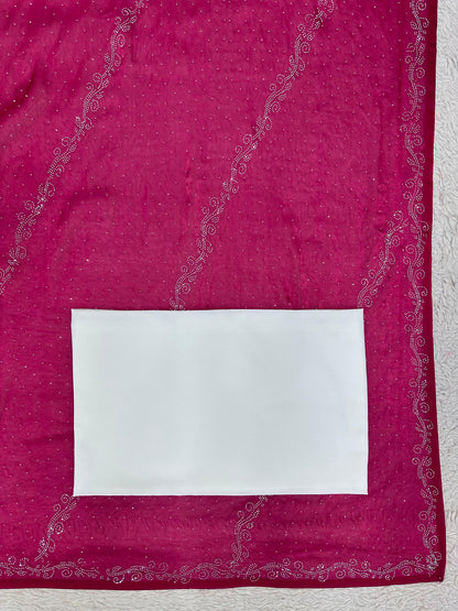 Embellished Work Wine Color Party Wear Saree