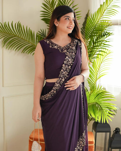 Fabulous Embroidery Moti Hand Work Wine Color Lehenga Choli