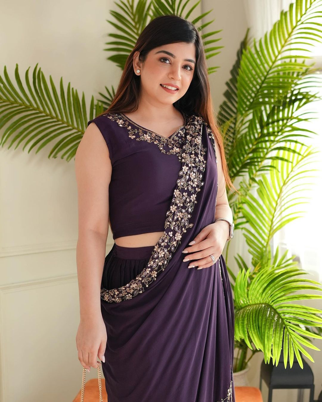 Fabulous Embroidery Moti Hand Work Wine Color Lehenga Choli