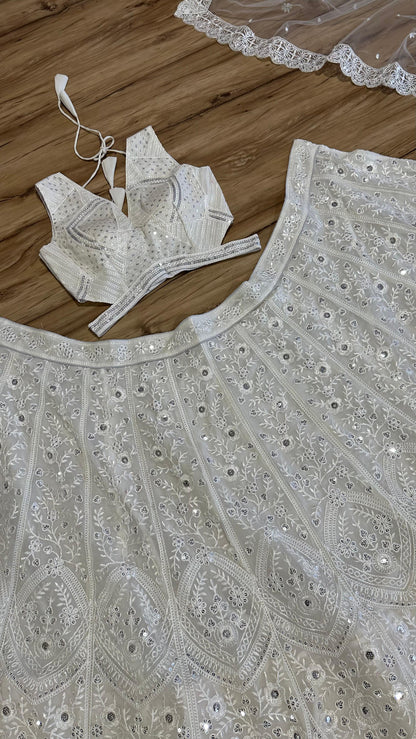 Festive Wear White Color Gorgeous Lehenga Choli