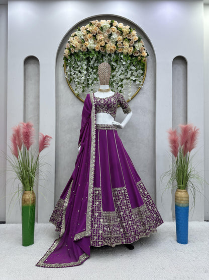 Engagement Wear Purple Color Sequence Work Lehenga Choli