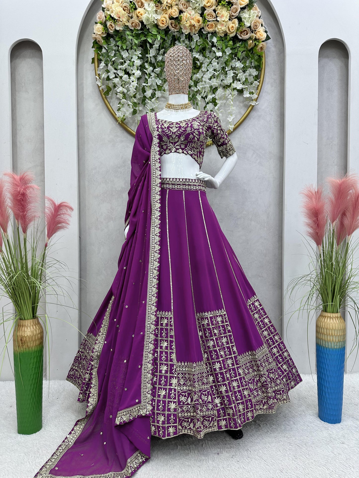Engagement Wear Purple Color Sequence Work Lehenga Choli