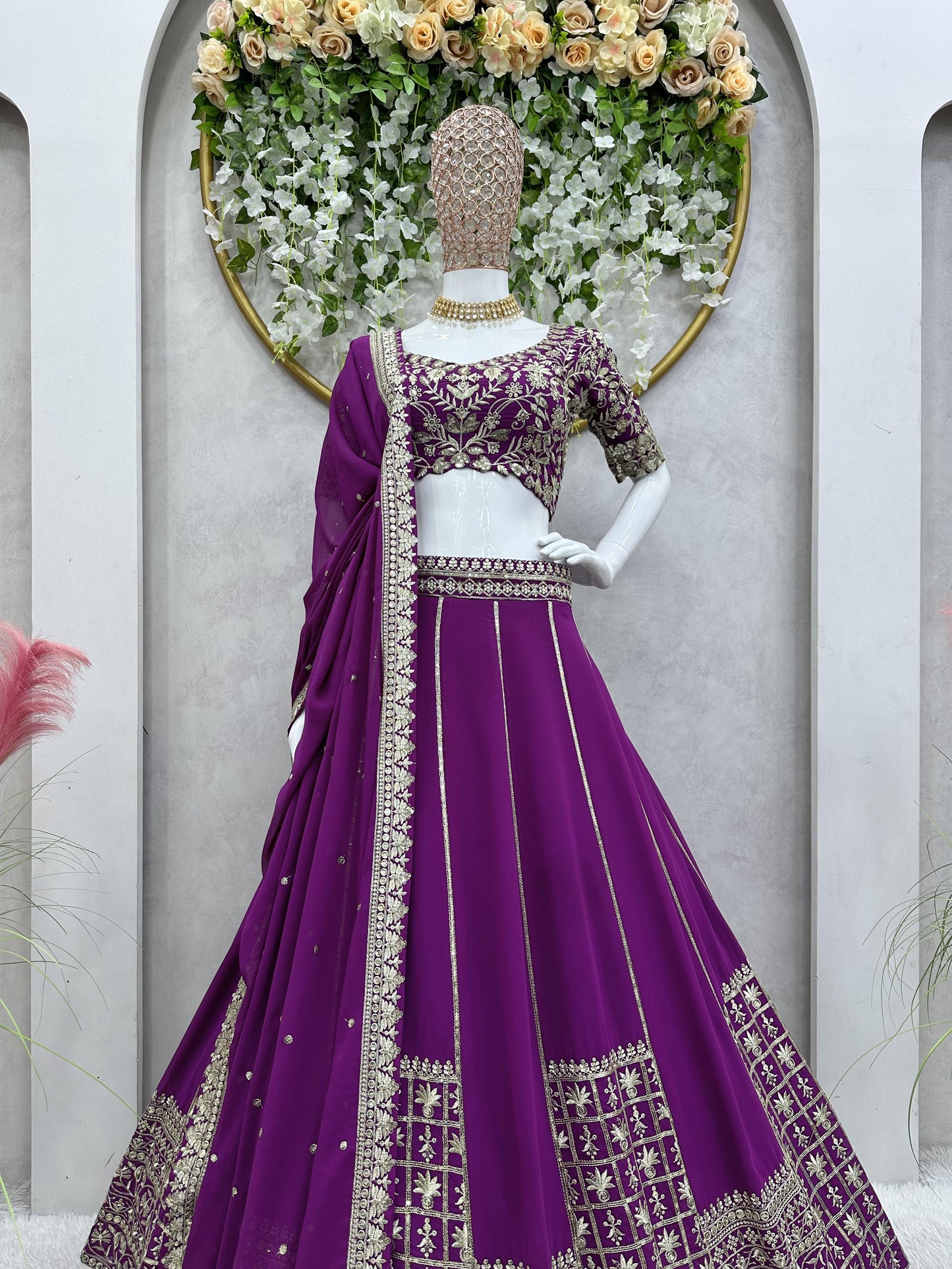 Engagement Wear Purple Color Sequence Work Lehenga Choli