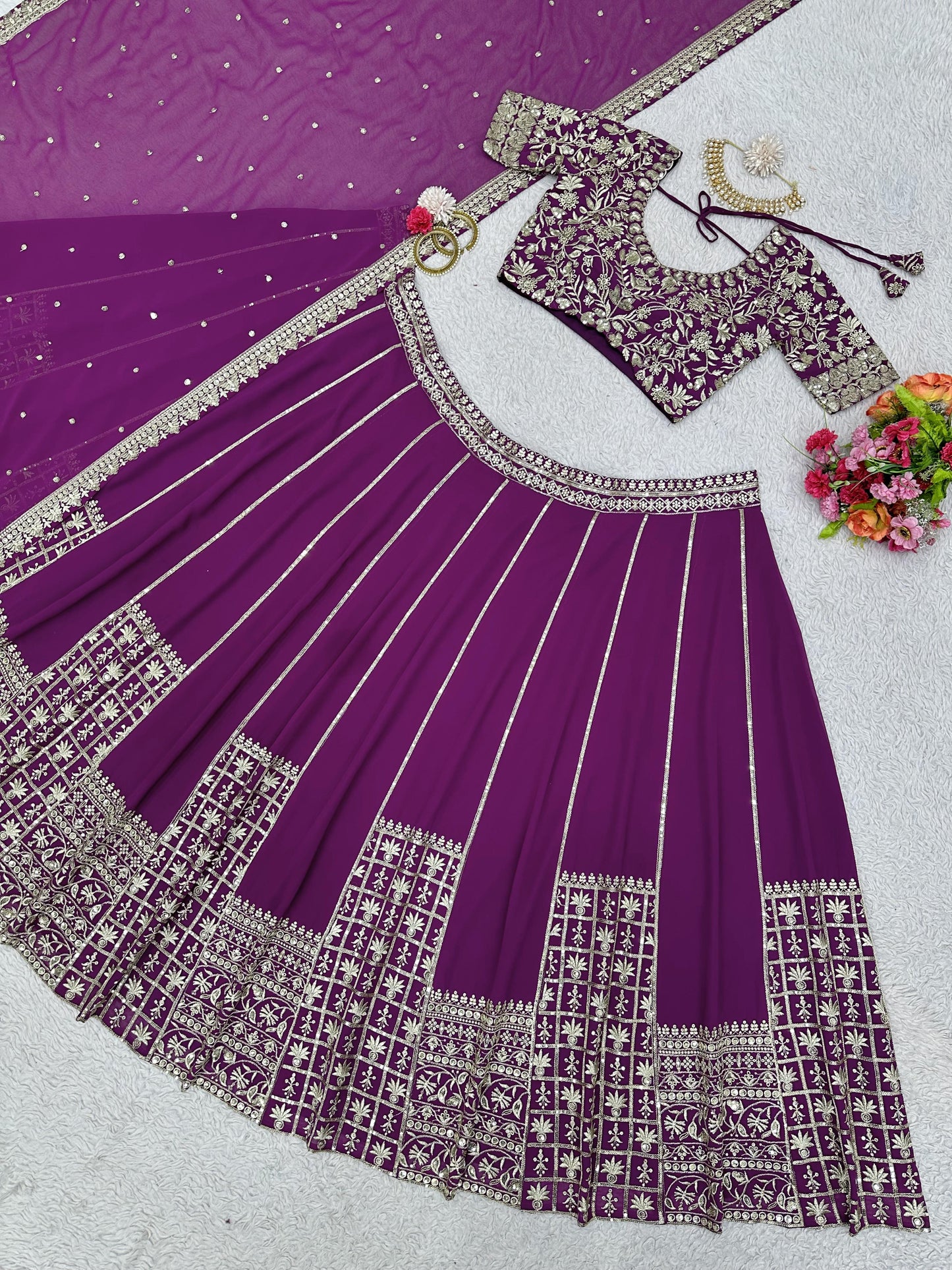 Engagement Wear Purple Color Sequence Work Lehenga Choli