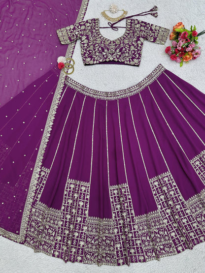Engagement Wear Purple Color Sequence Work Lehenga Choli