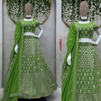 Luxuriant Light Green Thread Sequence Work Lehenga Choli