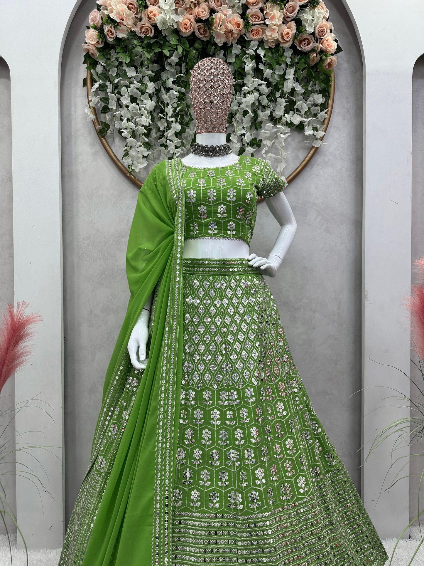Luxuriant Light Green Thread Sequence Work Lehenga Choli