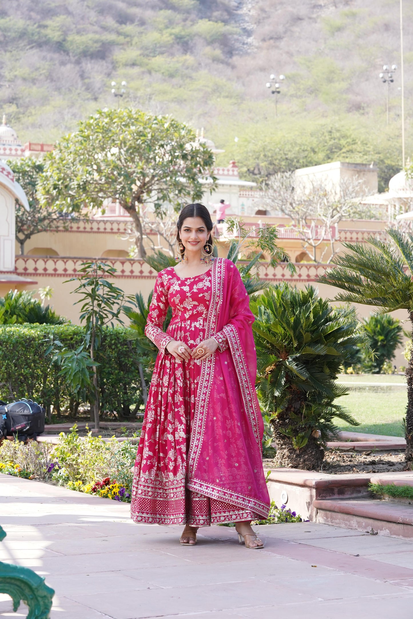 Delightful Sequins Embroidered Work Pink Color Gown