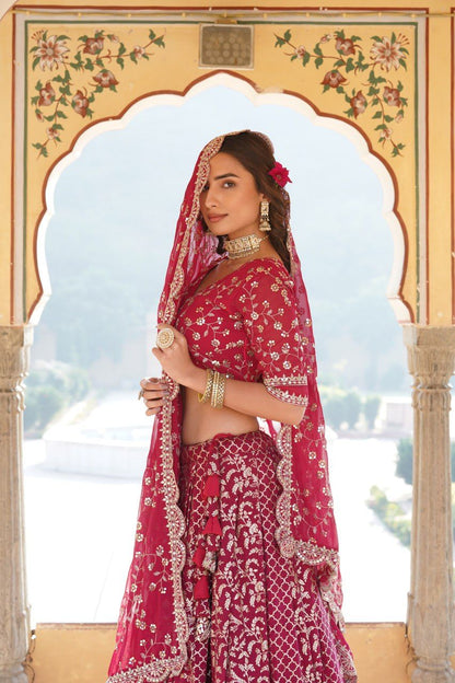 Marriage Special Pink Embroidered Work Lehenga Choli