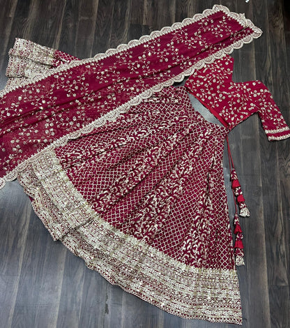 Marriage Special Pink Embroidered Work Lehenga Choli