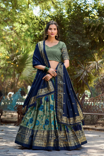 Fabulous Green Color Kalamkari Print Traditional Lehenga Choli
