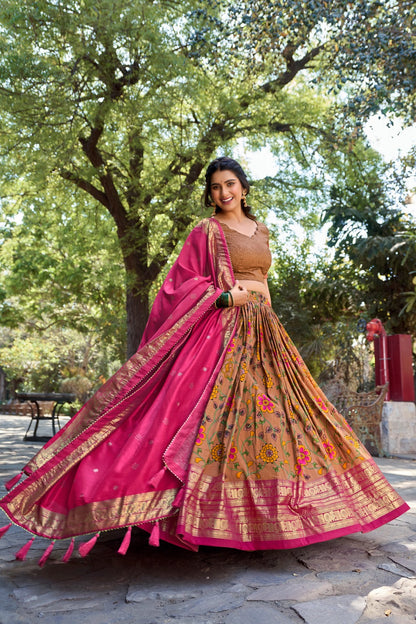Fabulous Mustard Color Kalamkari Print Traditional Lehenga Choli