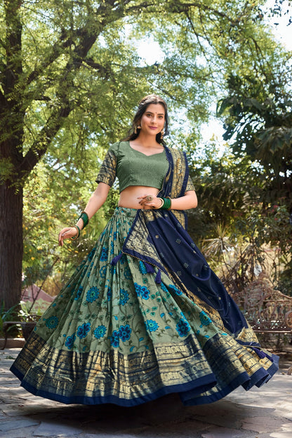 Fabulous Green Color Kalamkari Print Traditional Lehenga Choli