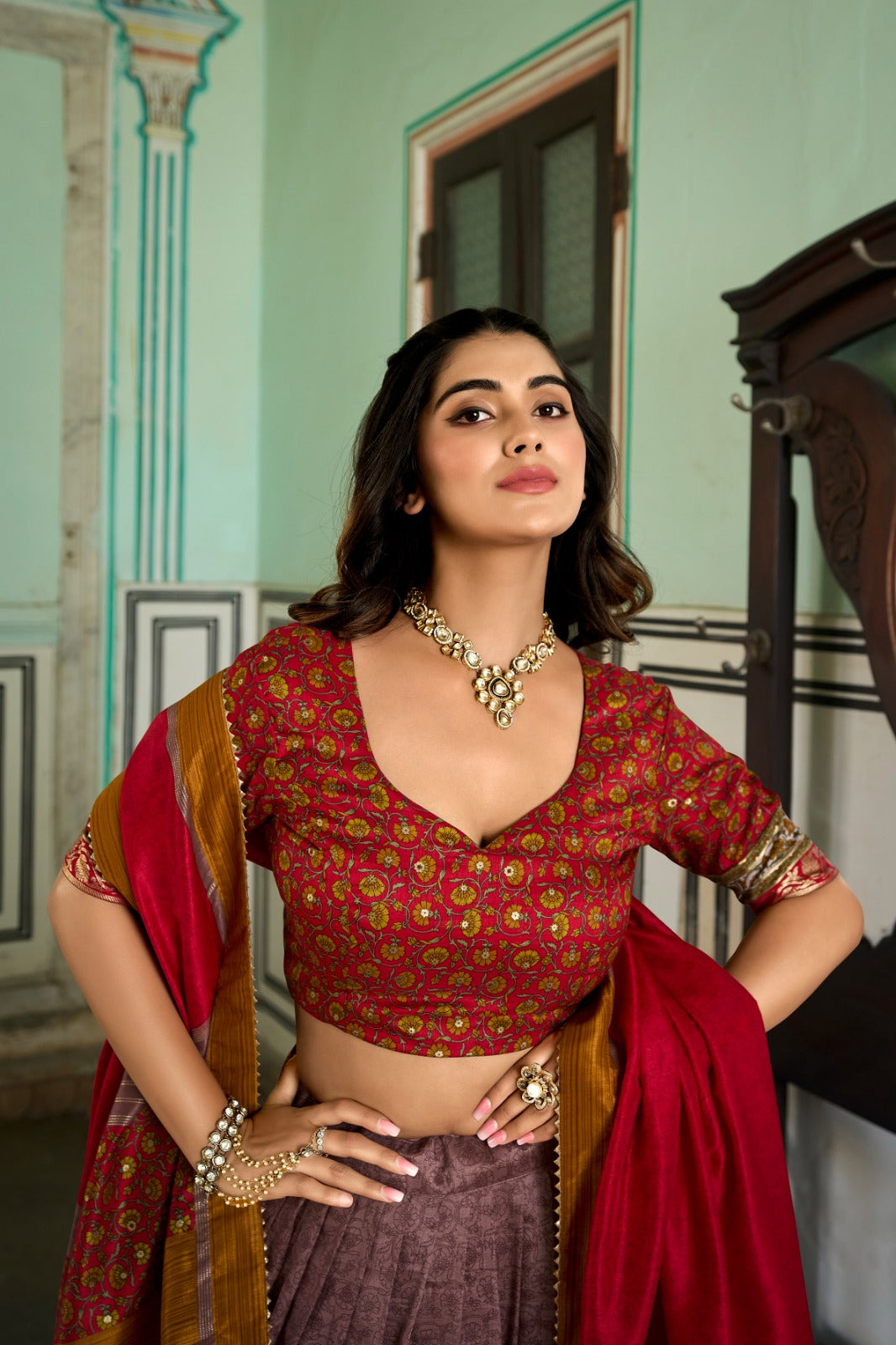 Luxuriant Onion Color Function Wear Lehenga Choli