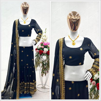 Exclusive Embroidery Work Black Color Lehenga Choli