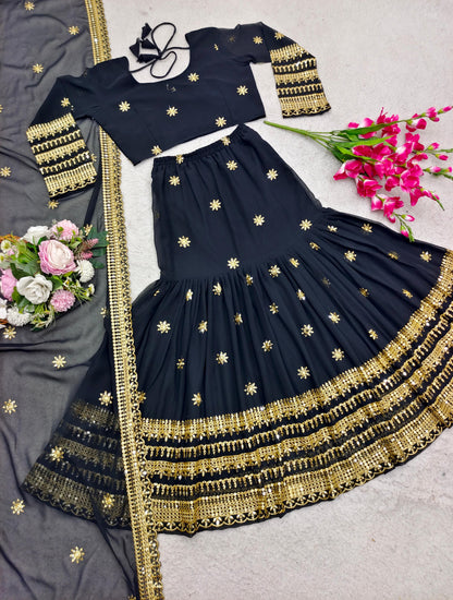 Exclusive Embroidery Work Black Color Lehenga Choli