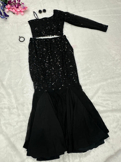 Glimmering Black Color Party Wear Lehenga Choli