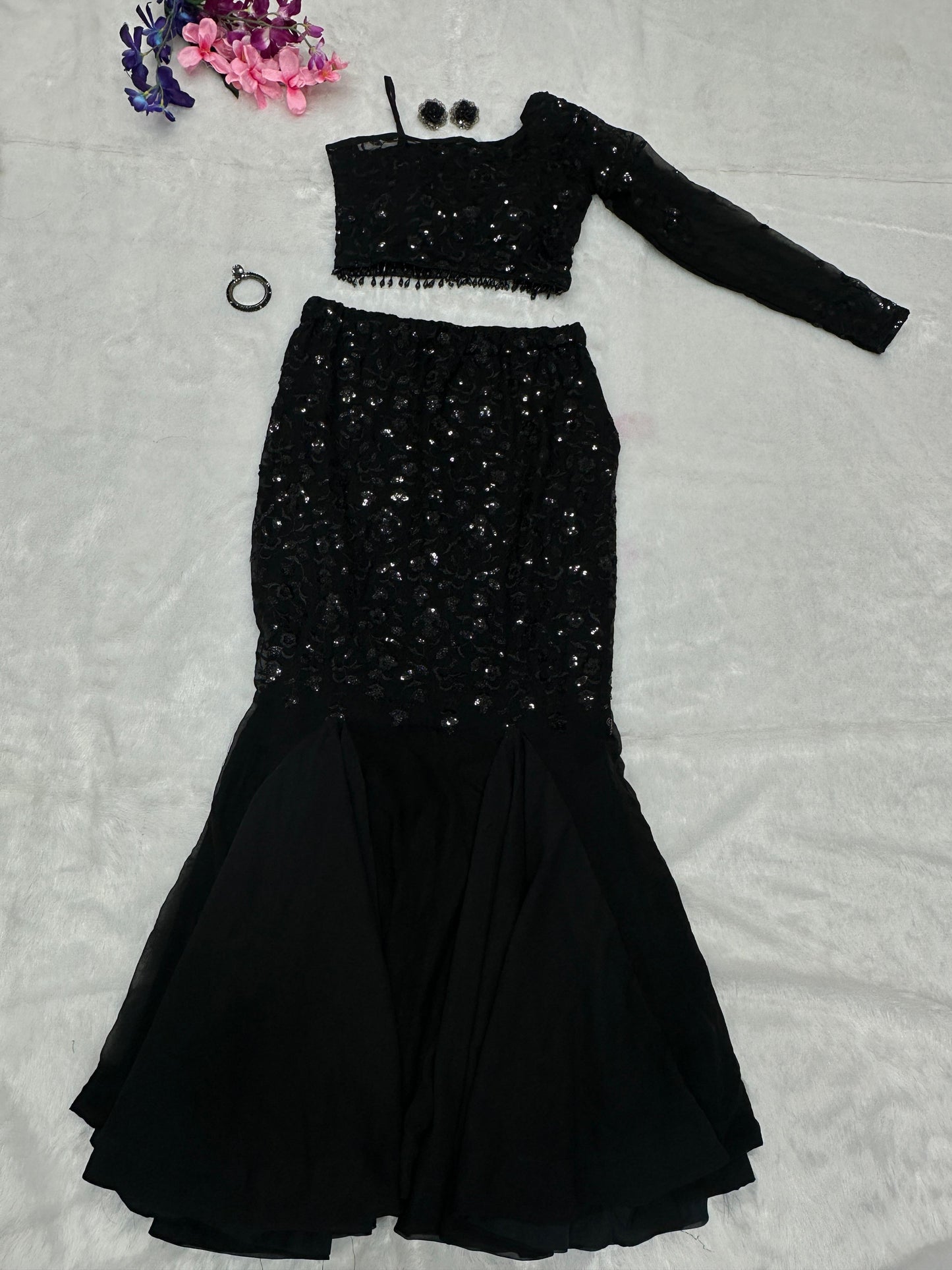 Glimmering Black Color Party Wear Lehenga Choli