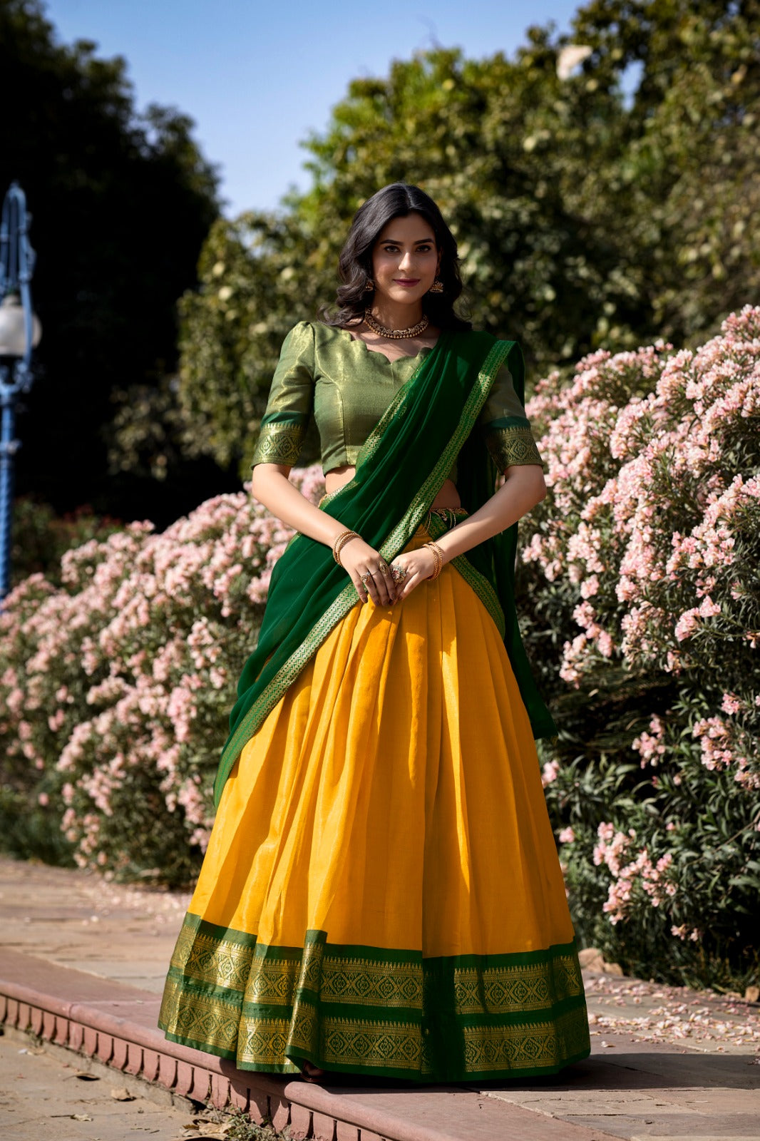 Embellished Zari Weaving Work Yellow  Color Lehenga Choli