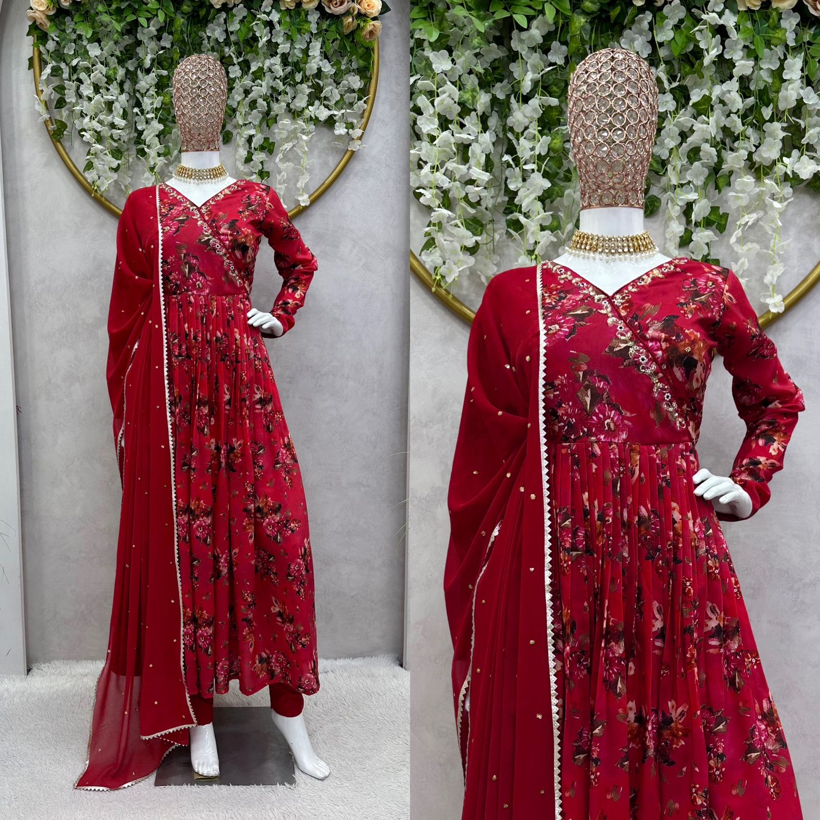 Eye Catching Maroon Hand Work Kurti Set