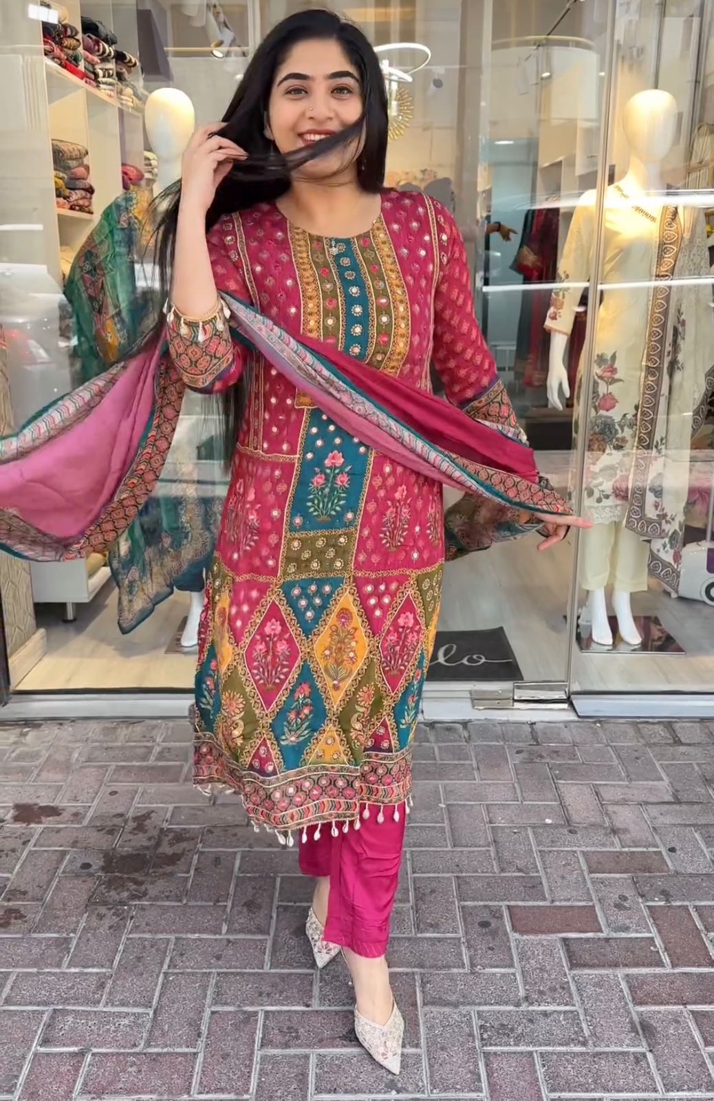 Mesmerizing Real Mirror Work Pink Color Anarkali Suit