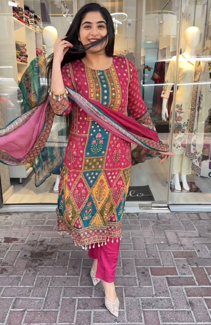 Mesmerizing Real Mirror Work Pink Color Anarkali Suit