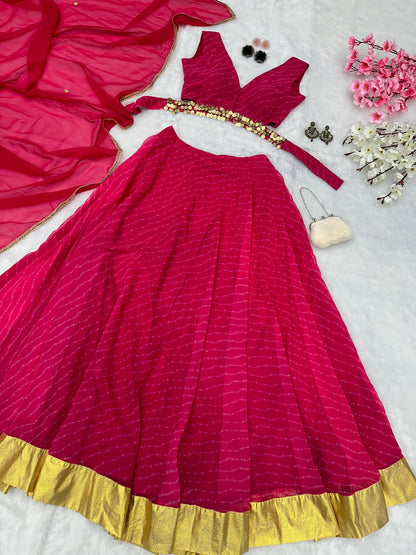 Party Wear Pink Color Printed Lehenga Choli