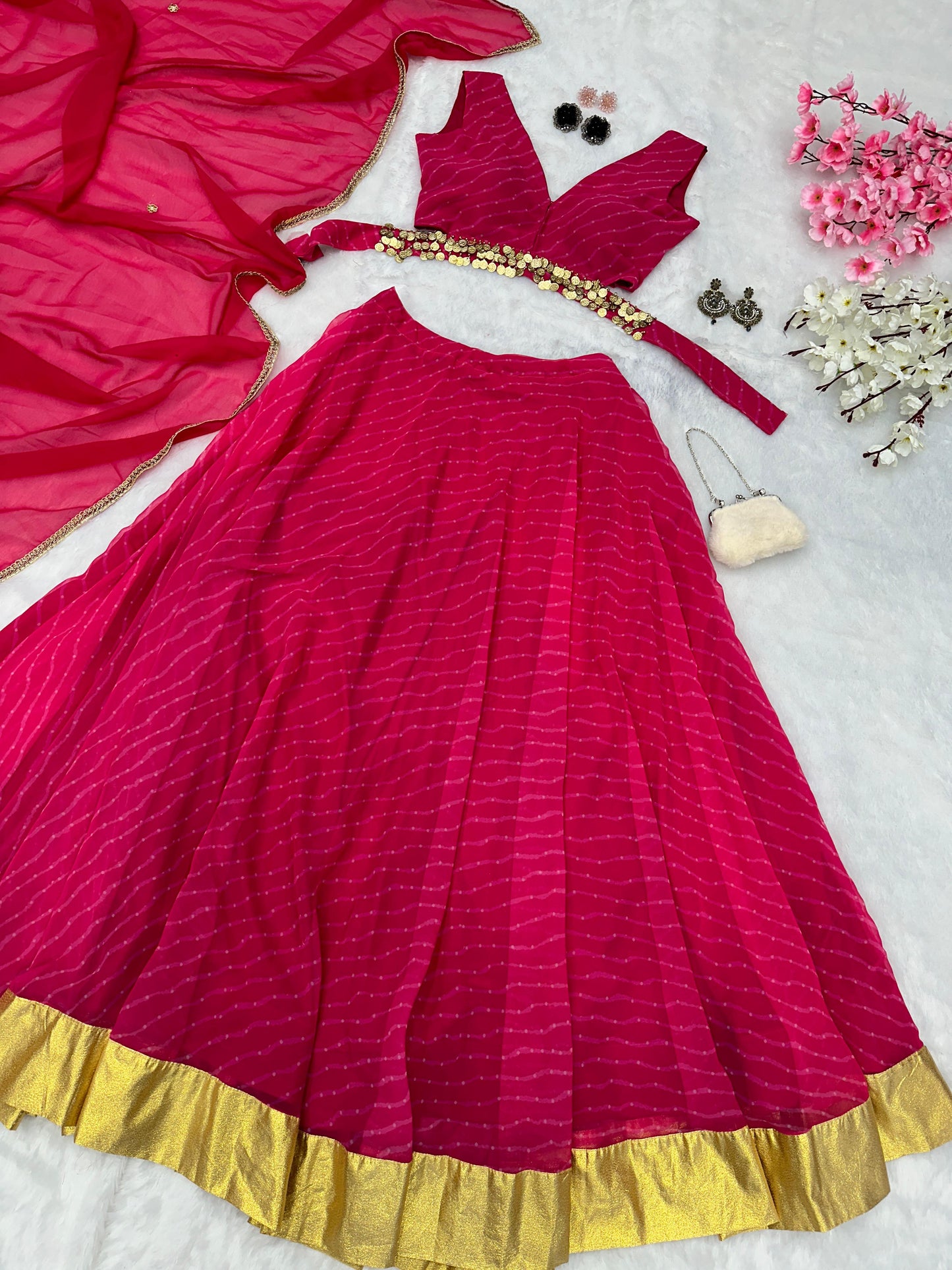 Party Wear Pink Color Printed Lehenga Choli