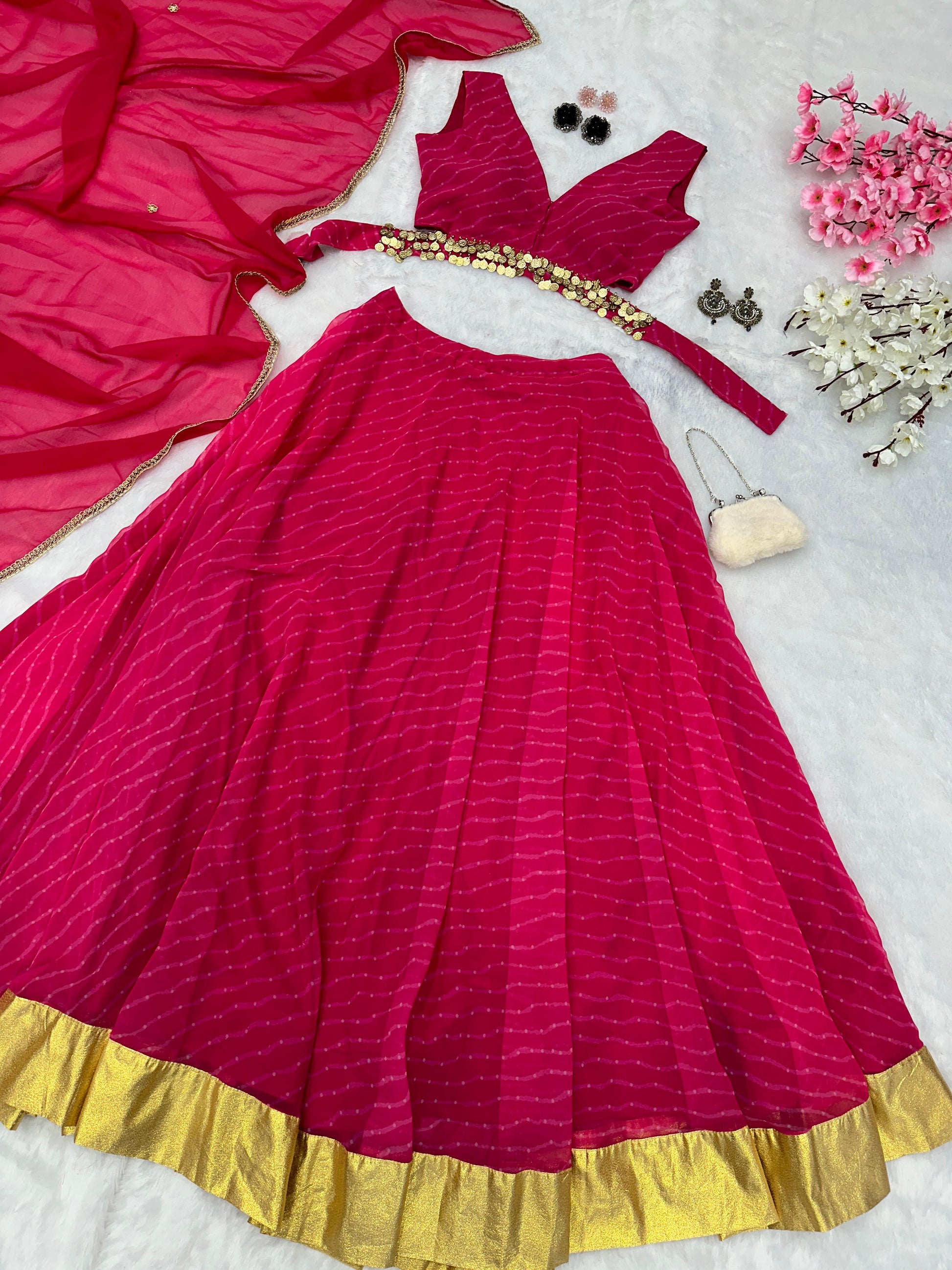 Party Wear Pink Color Printed Lehenga Choli