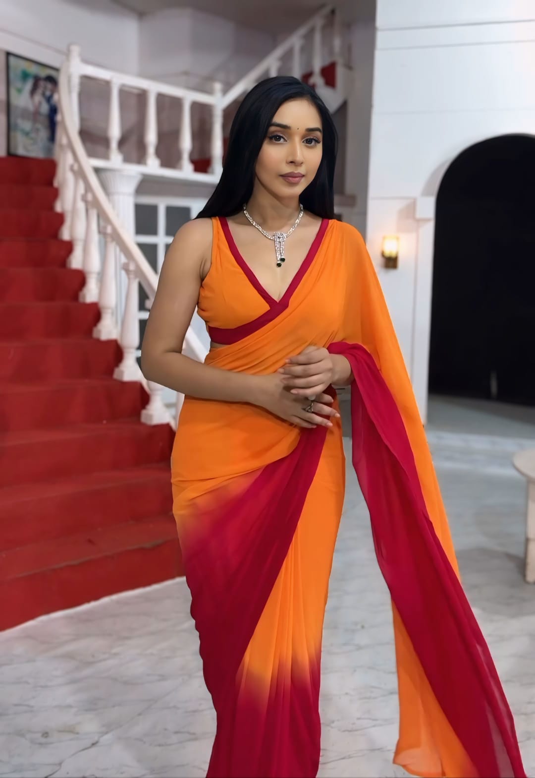 Beautiful Melty Color Ready To Wear Saree