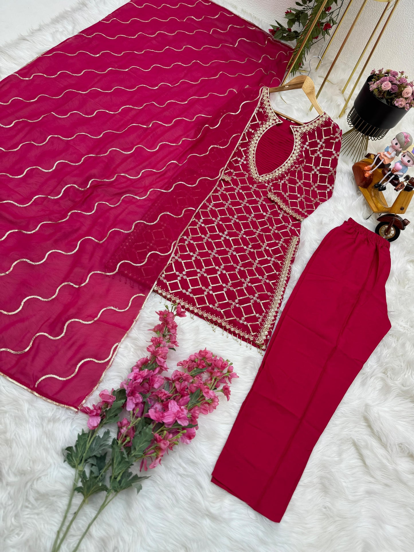 Embellished Sequence Embroidery Pink Color Anarkali Suit
