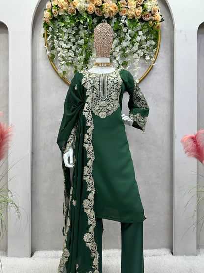 Designer Sequences Work Green Color Anarkali Suit