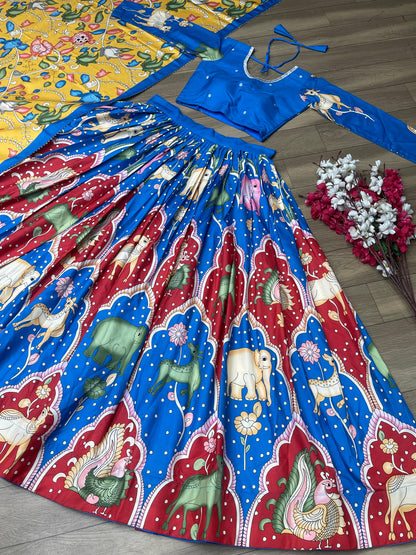 Kalamkari Print Blue Color Traditional Lehenga Choli