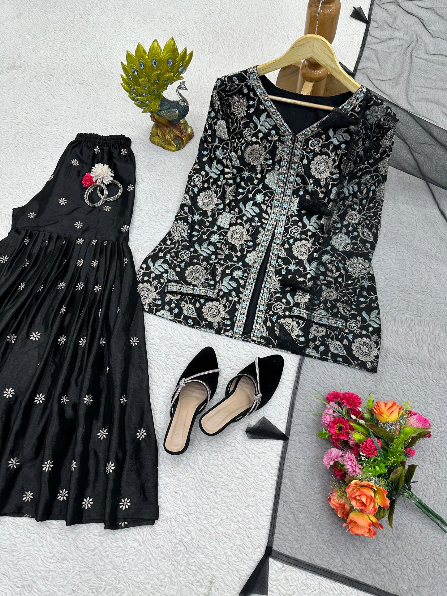 Fantastic Thread Sequence Work Sharara Suit