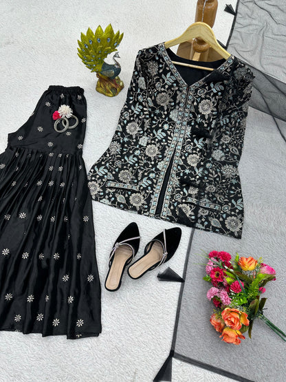 Fantastic Thread Sequence Work Sharara Suit