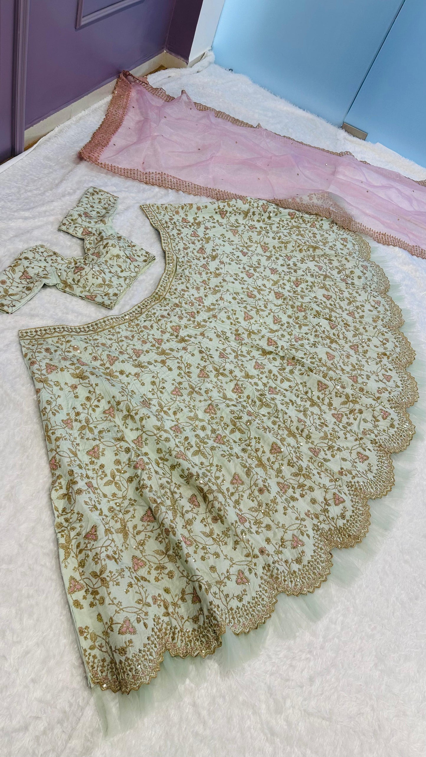 Heavy Peach Color Sequence Dori Work Lehenga Choli