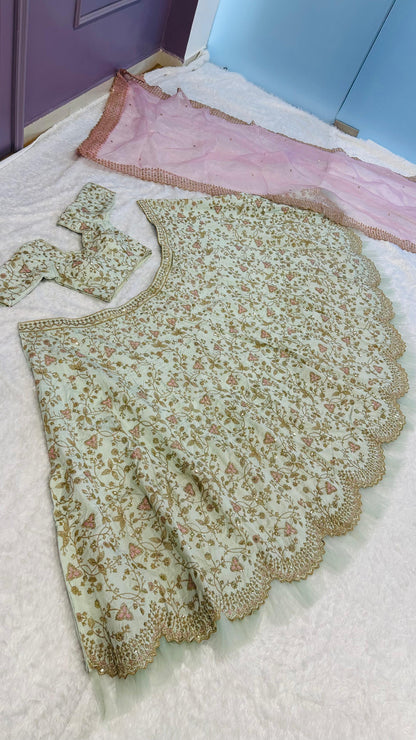 Heavy Peach Color Sequence Dori Work Lehenga Choli