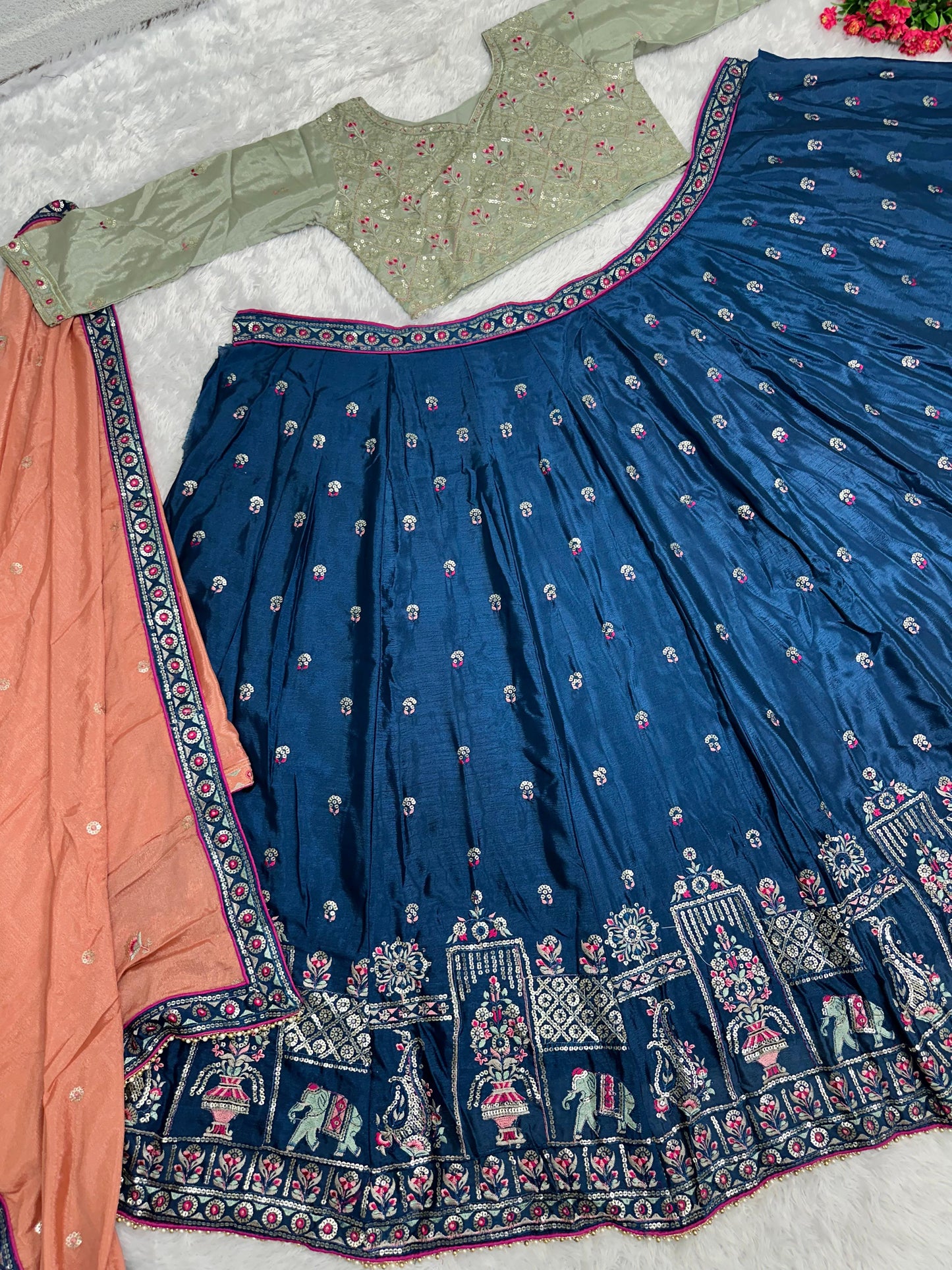 Gorgeous Blue Color Heavy Work Lehenga Choli